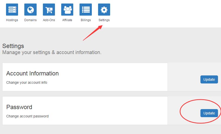How to change control panel's password?