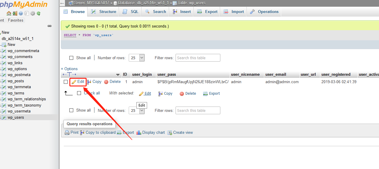change password phpmyadmin
